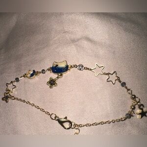 Gold Star and Cat Charm Bracelet